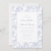Blue Floral Toile Wedding Invitation 招待状 (正面)