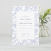 Blue Floral Toile Wedding Invitation 招待状 (スタンド正面)