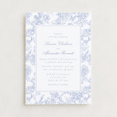 Blue Floral Toile Wedding Invitation 招待状