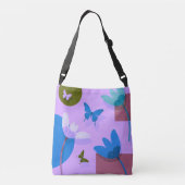 Blue Floral Tote Bag – Modern Abstract Design クロスボディバッグ (裏面)