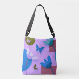 Blue Floral Tote Bag – Modern Abstract Design クロスボディバッグ