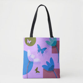 Blue Floral Tote Bag – Modern Abstract Design トートバッグ