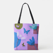 Blue Floral Tote Bag – Modern Abstract Design トートバッグ (裏面)