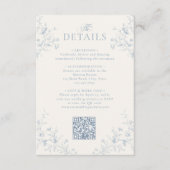 Blue Floral Victorian Heart Crest Monogram Wedding エンクロージャーカード (正面)