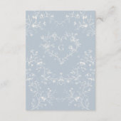 Blue Floral Victorian Heart Crest Monogram Wedding エンクロージャーカード (裏面)