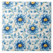 Blue Floral Vintage Elegant タイル (正面)