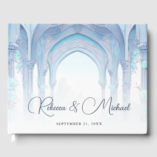 Blue Floral Vintage Fairytale Wedding ゲストブック (正面)