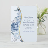 Blue Floral w/Custom Photo Wedding Invitation  招待状 (スタンド正面)