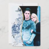 Blue Floral w/Custom Photo Wedding Invitation  招待状 (裏面)