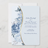 Blue Floral w/Custom Photo Wedding Invitation  招待状 (正面)