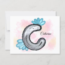 Blue Floral Watercolor Letter C
