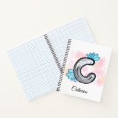 Blue Floral Watercolor Lettter C ノートブック (内部)