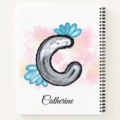 Blue Floral Watercolor Lettter C ノートブック (裏面)