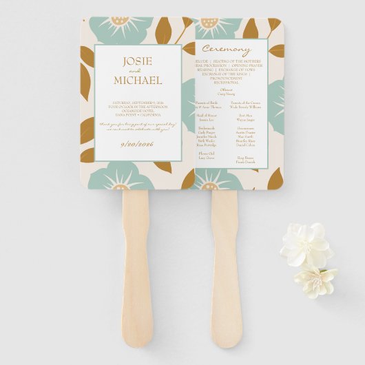 Blue Floral Wedding ハンドファン (正面&裏面)