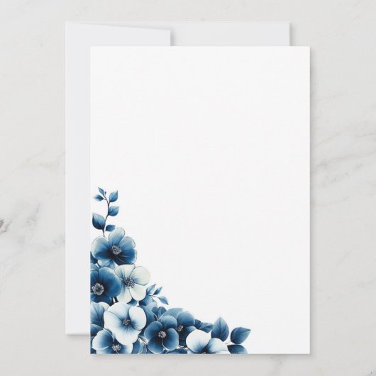 Blue Floral Wedding 招待状 (裏面)