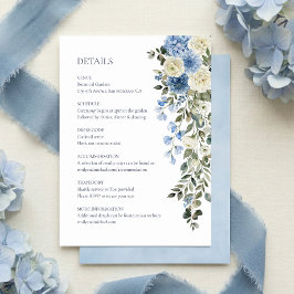 Blue Floral Wedding Details Enclosure エンクロージャーカード