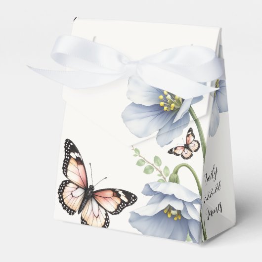 Blue Floral Wedding Favor Boxes フェイバーボックス (正面サイド)