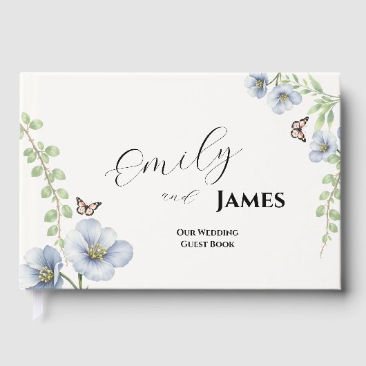 Blue Floral Wedding Guest Book ゲストブック (正面)