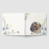 Blue Floral Wedding Guest Book with Photo ゲストブック (全面)
