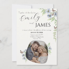 Blue Floral Wedding Invitation 招待状