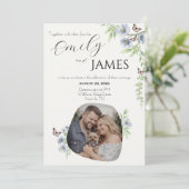 Blue Floral Wedding Invitation 招待状 (スタンド正面)