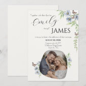 Blue Floral Wedding Invitation 招待状 (正面/裏面)