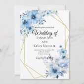 Blue Floral Wedding Invitation 招待状 (正面)