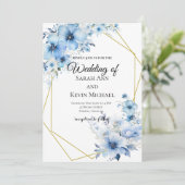 Blue Floral Wedding Invitation 招待状 (スタンド正面)