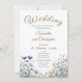 Blue Floral Wedding Invitation 招待状 (正面)