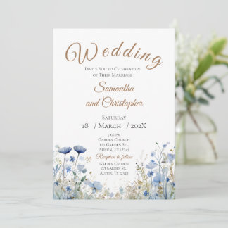 Blue Floral Wedding Invitation 招待状
