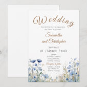 Blue Floral Wedding Invitation 招待状 (正面/裏面)