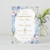 Blue Floral Wedding Invitation Elegant Romantic 招待状 (スタンド正面)