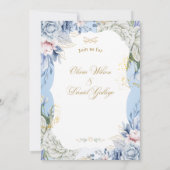 Blue Floral Wedding Invitation Elegant Romantic 招待状 (裏面)