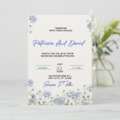 Blue Floral Wedding Invitation Template | Elegant 招待状 (スタンド正面)