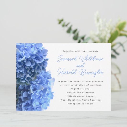 Blue Floral Wedding Invitations 招待状 (スタンド正面)