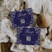 Blue Floral Wedding QR 出欠カード