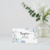 Blue Floral Wedding Reception Card エンクロージャーカード (スタンド正面)