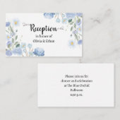 Blue Floral Wedding Reception Card エンクロージャーカード (正面/裏面)