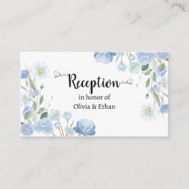 Blue Floral Wedding Reception Card エンクロージャーカード