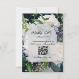 Blue Floral Wedding RSVP Card