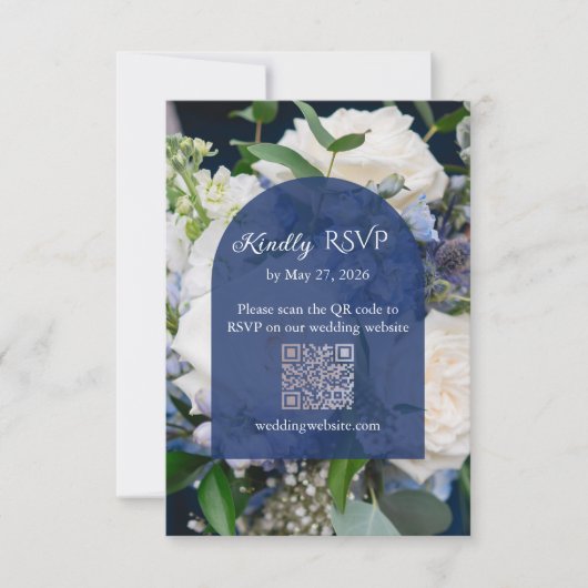 Blue Floral Wedding RSVP Card (正面)
