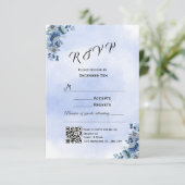 Blue Floral Wedding RSVP Cards (スタンド正面)