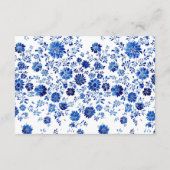 Blue Floral Wedding RSVP QR Code response Card エンクロージャーカード (裏面)