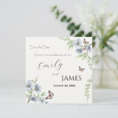 Blue Floral Wedding Save the Date (スタンド正面)