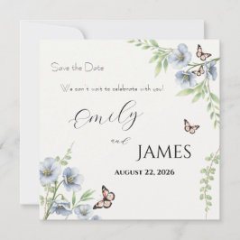 Blue Floral Wedding Save the Date