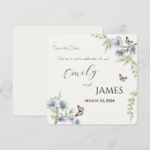 Blue Floral Wedding Save the Date セーブザデート (正面/裏面)