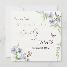 Blue Floral Wedding Save the Date セーブザデート