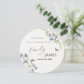 Blue Floral Wedding Save the Date セーブザデート (スタンド正面)