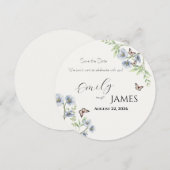 Blue Floral Wedding Save the Date セーブザデート (正面/裏面)