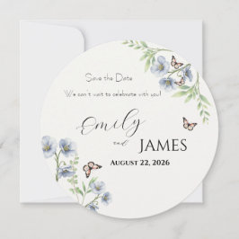 Blue Floral Wedding Save the Date セーブザデート